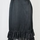 Vintage MR. K Sydney Australia Black Satin Skirt with Deep Lace Flounce Small