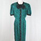 Vintage Papell Pussy Bow Silk Jacquard 1940's Inspired 1980's Secretary Dress 8
