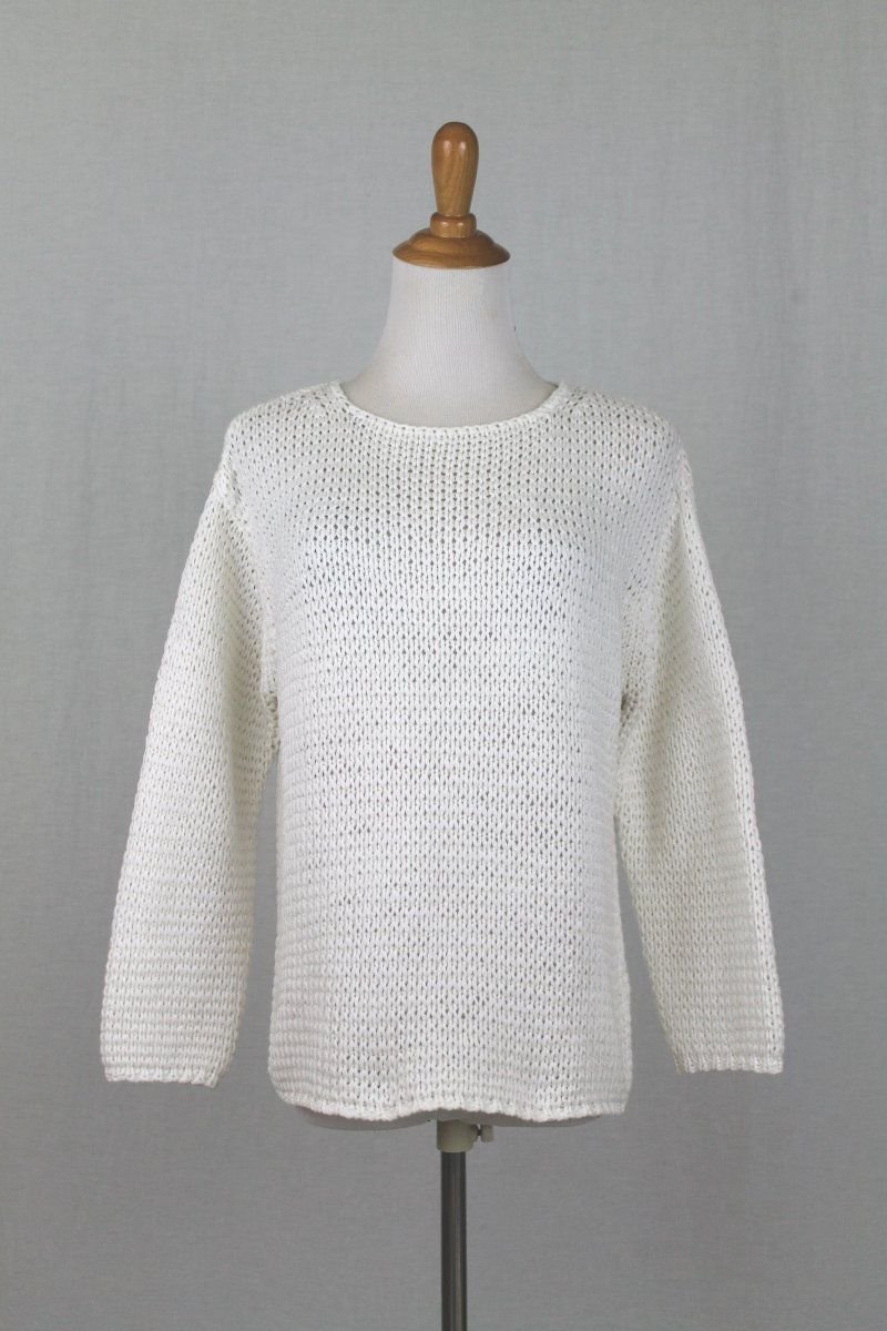 Vintage St. Michael Marks & Spencer White Shaker Jumper Sweater S NEW