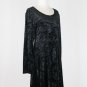 Vintage Express Tricot Gothic Black Crushed Velvet Long sleeve Dress 1990's S