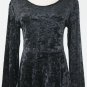 Vintage Express Tricot Gothic Black Crushed Velvet Long sleeve Dress 1990's S
