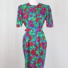 Vintage Adrianna Papell Petites Retro 1940s Style  Belted Silk Sheath dress 2P