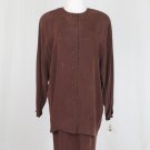 Vintage Adrianna Papell Brown Sueded Silk 1940's Style 1980's Skirt Suit 10 NWT