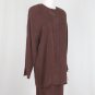 Vintage Adrianna Papell Brown Sueded Silk 1940's Style 1980's Skirt Suit 10 NWT