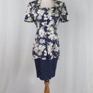 Vintage Adrianna Papell Retro 1940s Style Floral Silk Peplum Sheath Dress 4