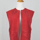 Vintage Dana Buchman Red Raw Silk Soutache Trim Bolero Vest Spanish Waistcoat 6