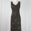 Vintage ANN TAYLOR Sleeveless Silk Mid Calf Leaf Print Dress 90's Minimalist 8