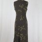 Vintage ANN TAYLOR Sleeveless Silk Mid Calf Leaf Print Dress 90's Minimalist 8