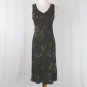 Vintage ANN TAYLOR Sleeveless Silk Mid Calf Leaf Print Dress 90's Minimalist 8