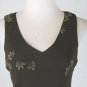 Vintage ANN TAYLOR Sleeveless Silk Mid Calf Leaf Print Dress 90's Minimalist 8