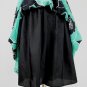 Vintage Sleeveless Green Silk A-Line dress with big Black Rose Print XS