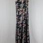 Vtg STARINA Pastel Pink & Black Rose Floral Print Maxi Dress w/ Godet Skirt M