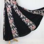 Vtg STARINA Pastel Pink & Black Rose Floral Print Maxi Dress w/ Godet Skirt M