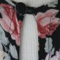 Vtg STARINA Pastel Pink & Black Rose Floral Print Maxi Dress w/ Godet Skirt M