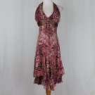Vintage Diane Freis Beaded Silk Halter Dress Pastel Pink Brown & Leopard Print 4