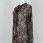 Ralph Lauren POLO Sheer Black Floral Silk Pussy Bow Neck Tunic Blouse 4 S