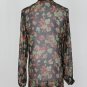 Ralph Lauren POLO Sheer Black Floral Silk Pussy Bow Neck Tunic Blouse 4 S