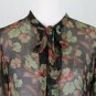 Ralph Lauren POLO Sheer Black Floral Silk Pussy Bow Neck Tunic Blouse 4 S