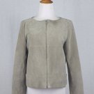 YANSI FUGEL Light Beige Suede leather Zip Front Jacket XS