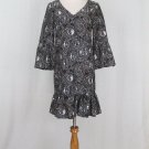 Tibi Silk Bell Sleeve Flounced Tunic Dress Dutch wax print Size 2