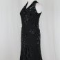 Jones New York 1930's style Bias Cut Beaded Silk Burned Velvet Halter Dress 6P