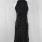 Jones New York 1930's style Bias Cut Beaded Silk Burned Velvet Halter Dress 6P