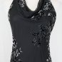 Jones New York 1930's style Bias Cut Beaded Silk Burned Velvet Halter Dress 6P