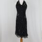 Jones New York 1930's style Bias Cut Beaded Silk Burned Velvet Halter Dress 6P