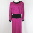 Vintage St. Gillian Silk 40's WWII Inspired Jacquard Silk Long Sleeve Dress