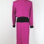 Vintage St. Gillian Silk 40's WWII Inspired Jacquard Silk Long Sleeve Dress