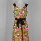 MILLY New York Pastel Pink Cherry & Yellow Lemon Print A-Line Dress Sundress 8