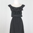 AMANDA UPRICHARD Black Silk and Lace Ruffled Sleeveless Mini Dress P XS