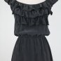 AMANDA UPRICHARD Black Silk and Lace Ruffled Sleeveless Mini Dress P XS