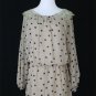 HEY HEY Beige and Black Polka Dot Long Sleeved Blouson Chiffon Mini Dress NWT S