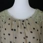 HEY HEY Beige and Black Polka Dot Long Sleeved Blouson Chiffon Mini Dress NWT S