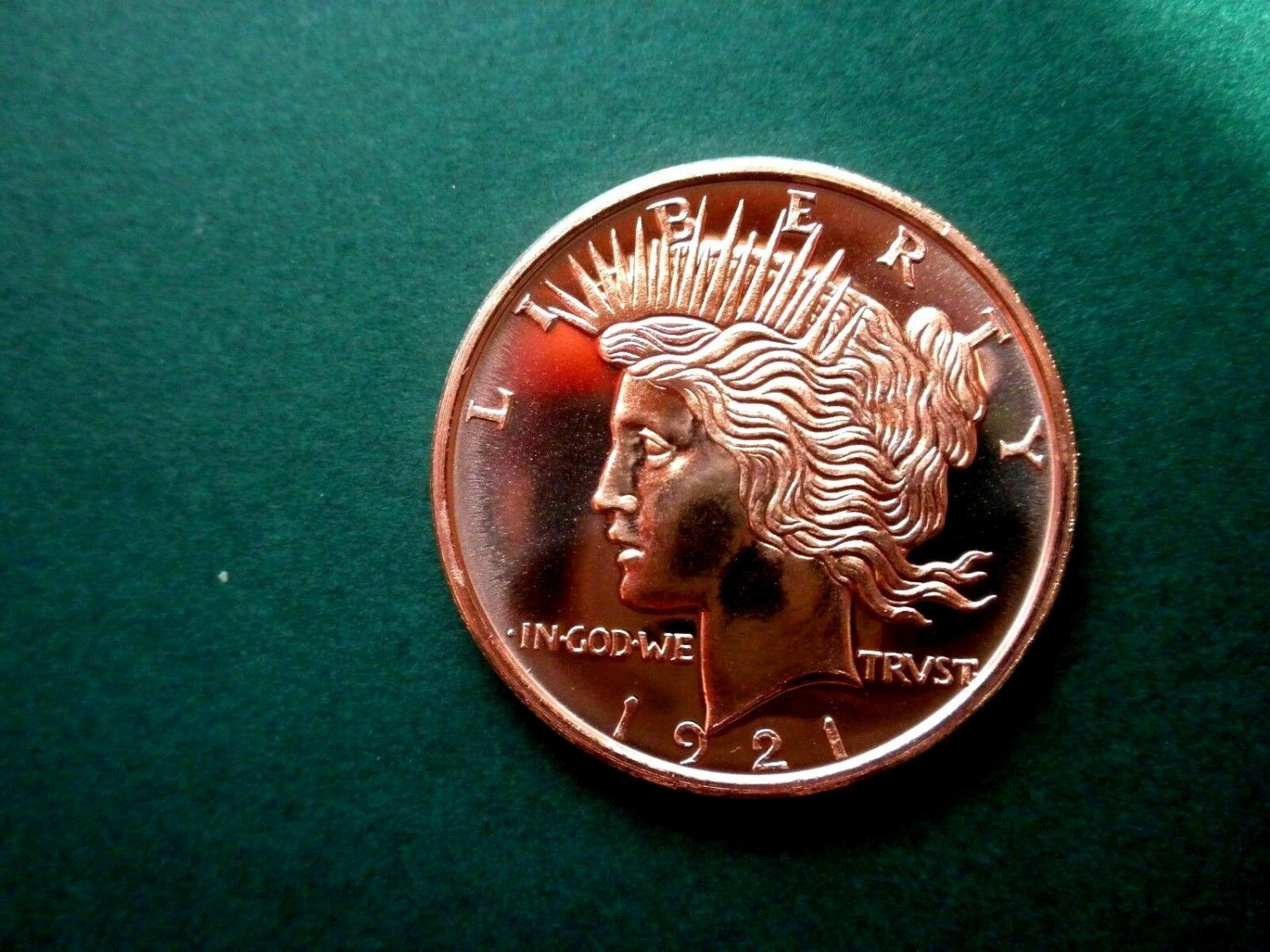 Peace Dollar 1921 1oz Copper Round Coin