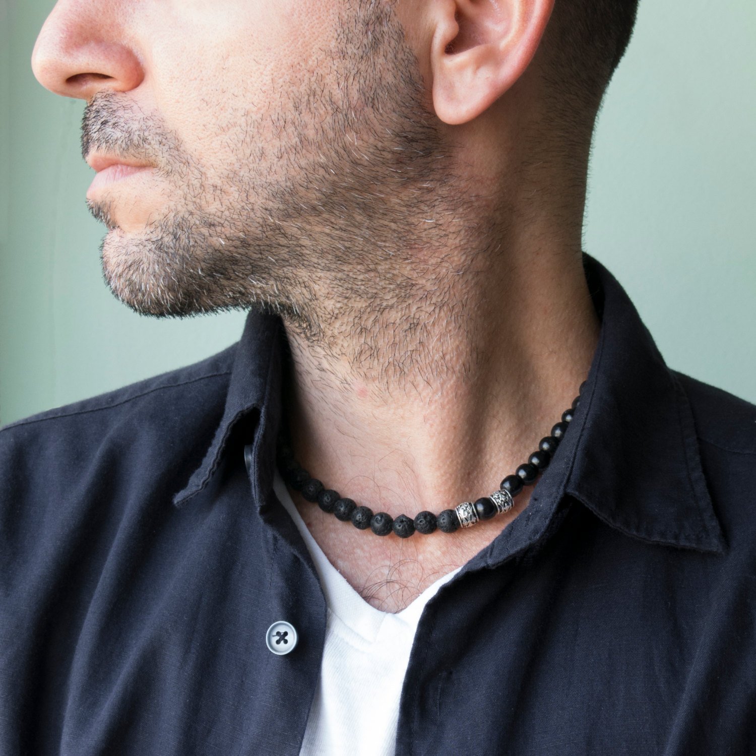 Men's Necklace - Men's Choker Necklace - Men's Beaded Necklace - Men's Jewelry - Men's Gift
