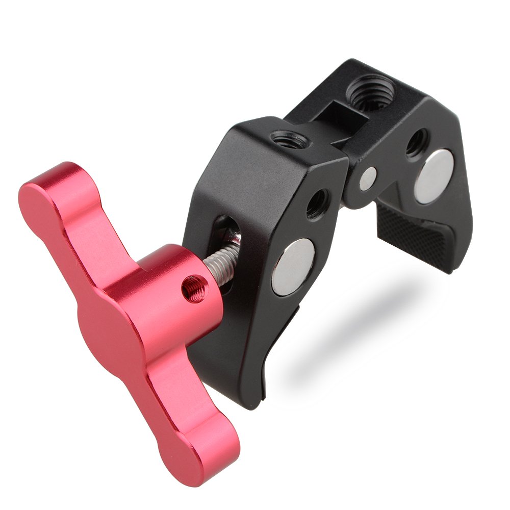 CAMVATE 1/4"&3/8" Thread Super Clamp Crab Pliers Clip (Red Thandle) C1665