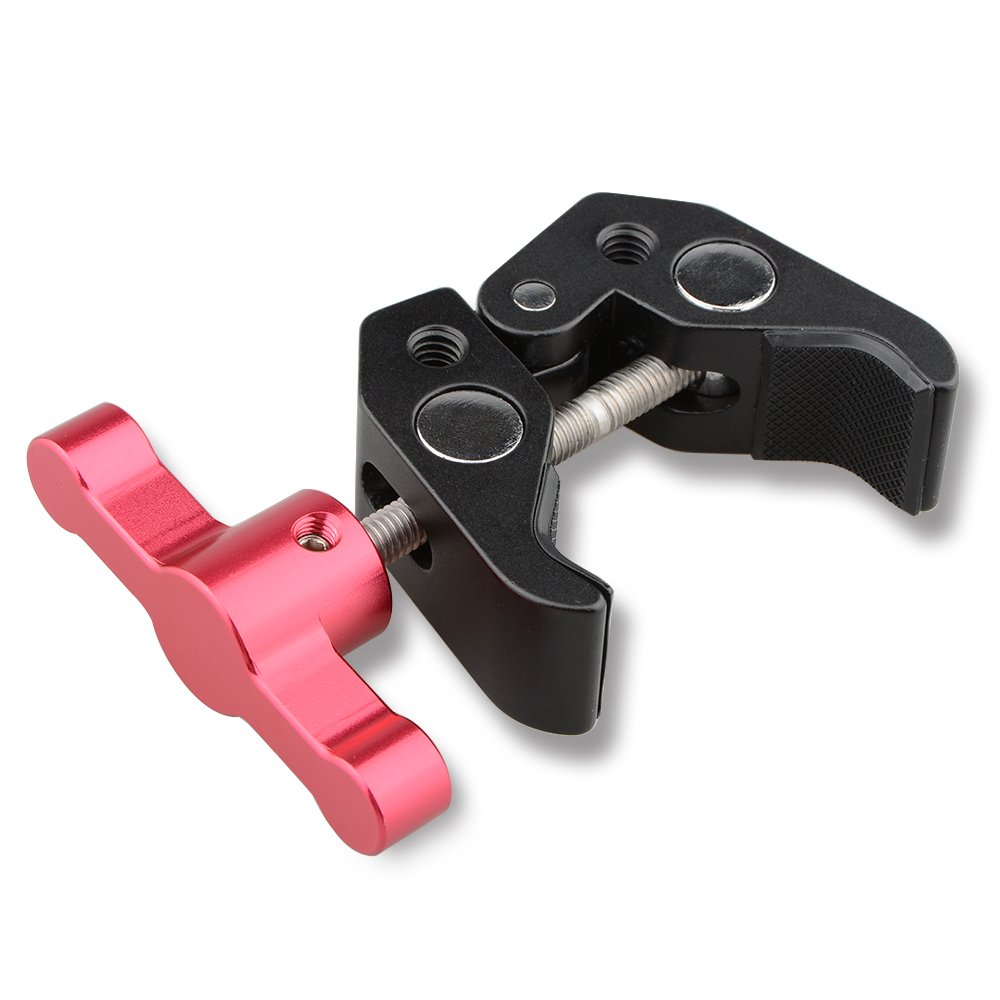 CAMVATE 1/4"&3/8" Thread Super Clamp Crab Pliers Clip (Red Thandle) C1665