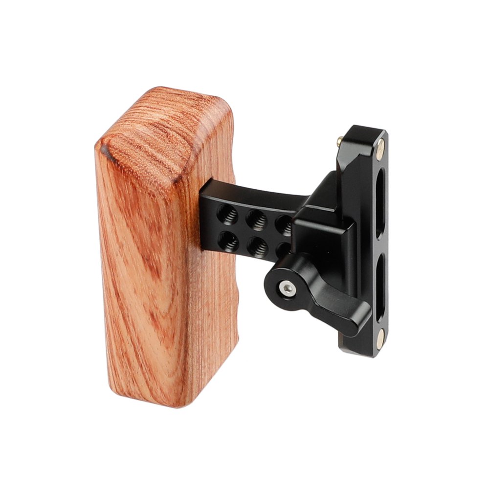 CAMVATE DSLR Wood Wooden Handle Grip (Left Hand)with Swat Rail Clamp & safety railï¼70mmï¼