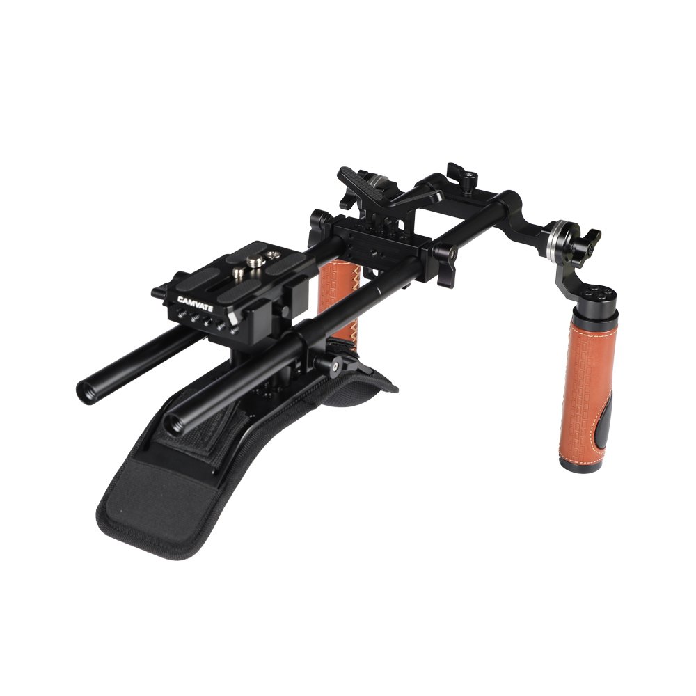 Shoulder Mount Rig With Manfrotto QR Baseplate & Dual Rosette Handgrip For Camera/Camcorder C2451