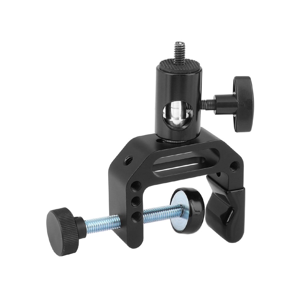 C Clamp With 1/4" & 3/8" Male & Female Thread Mounting Points & Light Stand Head Adapter C2478