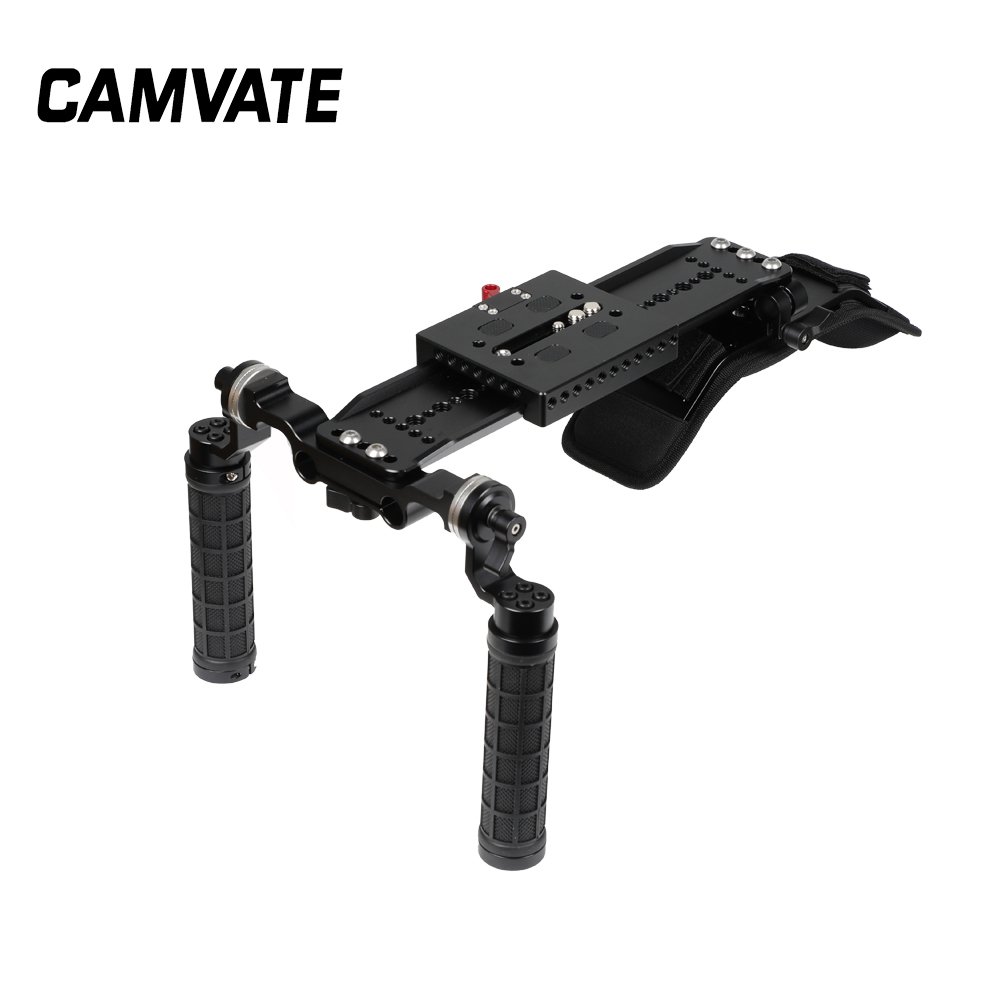 Shoulder Mount Rig With ARRI 12" Dovetail Bridge Plate & Rosette Handgrip Pair For DSLR Camera C2501