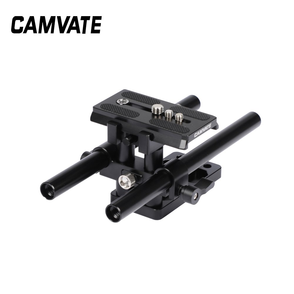 Quick Release Manfrotto Baseplate (Horizontally Mounted) & 15mm LWS Dual Rod Supporting System C2505