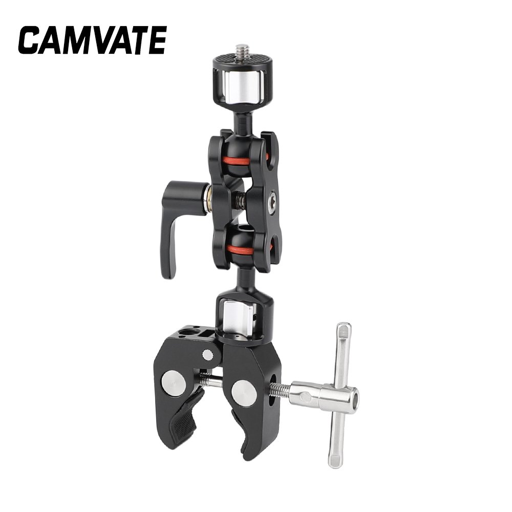 Super Clamp Crab Pliers Clip & Locating Holes + Articulating Magic Arm 1/4" Mounting Threads