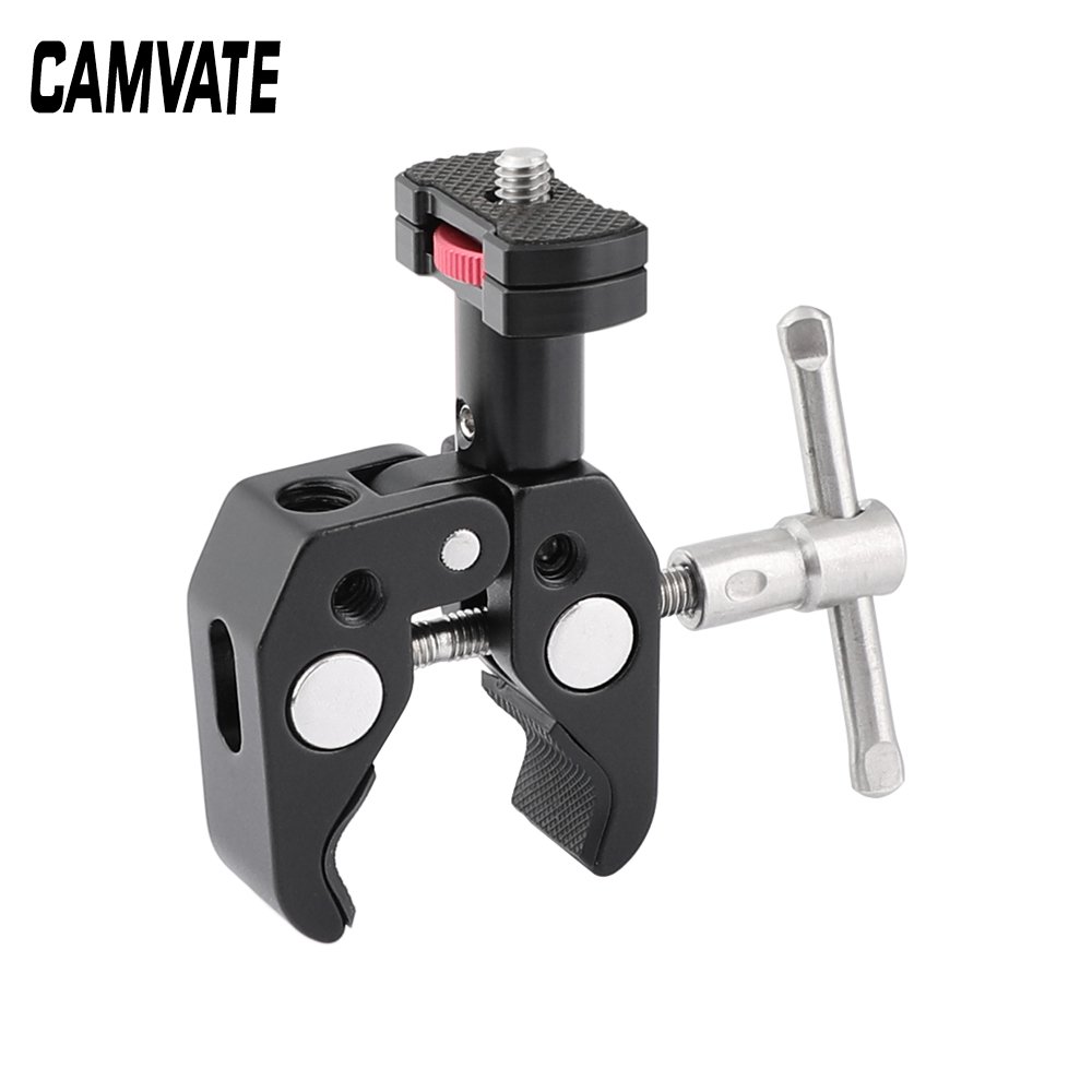 Multiple-function Super Crab Clamp With 1/4" & 3/8" Threads + Support Holder With 1/4" Thumbscrew