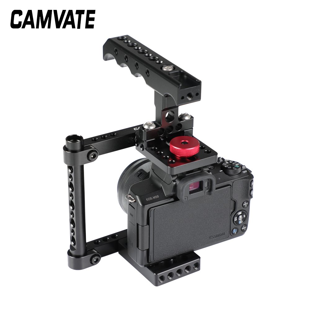 CAMVATE Simple Camera Cage Rig With Top Cheese Handle Grip For Canon M50 C2527