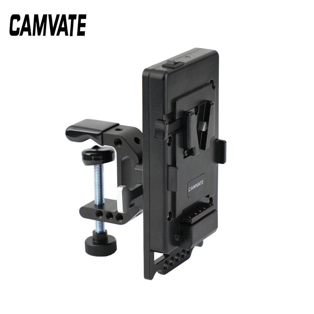 CAMVATE Release V Lock Power Supply Splitter + V Lock Mount Wedge Kit + Robust C Clamp Mount Holder
