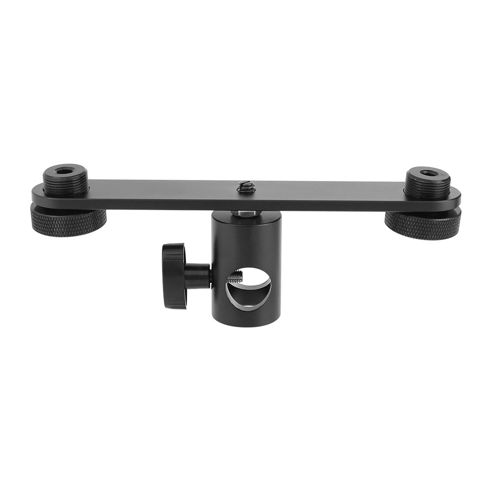 CAMVATE T-bar Bracket With Double Microphone Mounts & Light Stand Head Adapter C2536