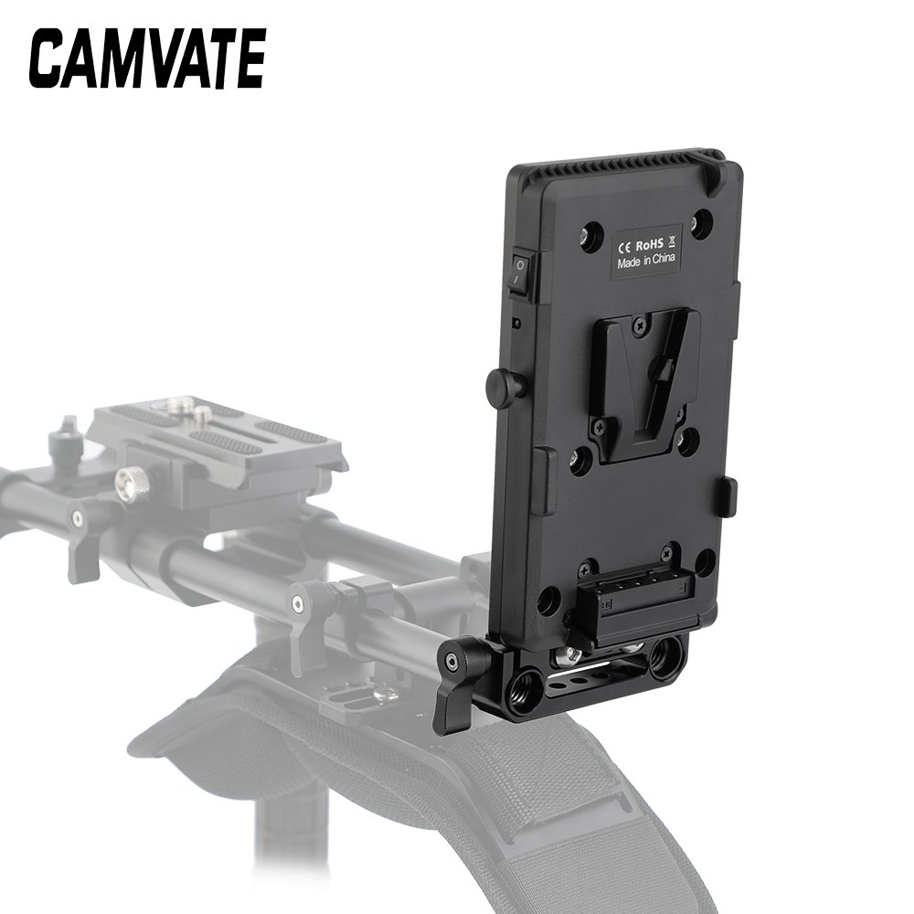 Quick Release V Lock Power Splitter Plate + Battery Cheese Plate With 15mm Rail Block Rod Clamp